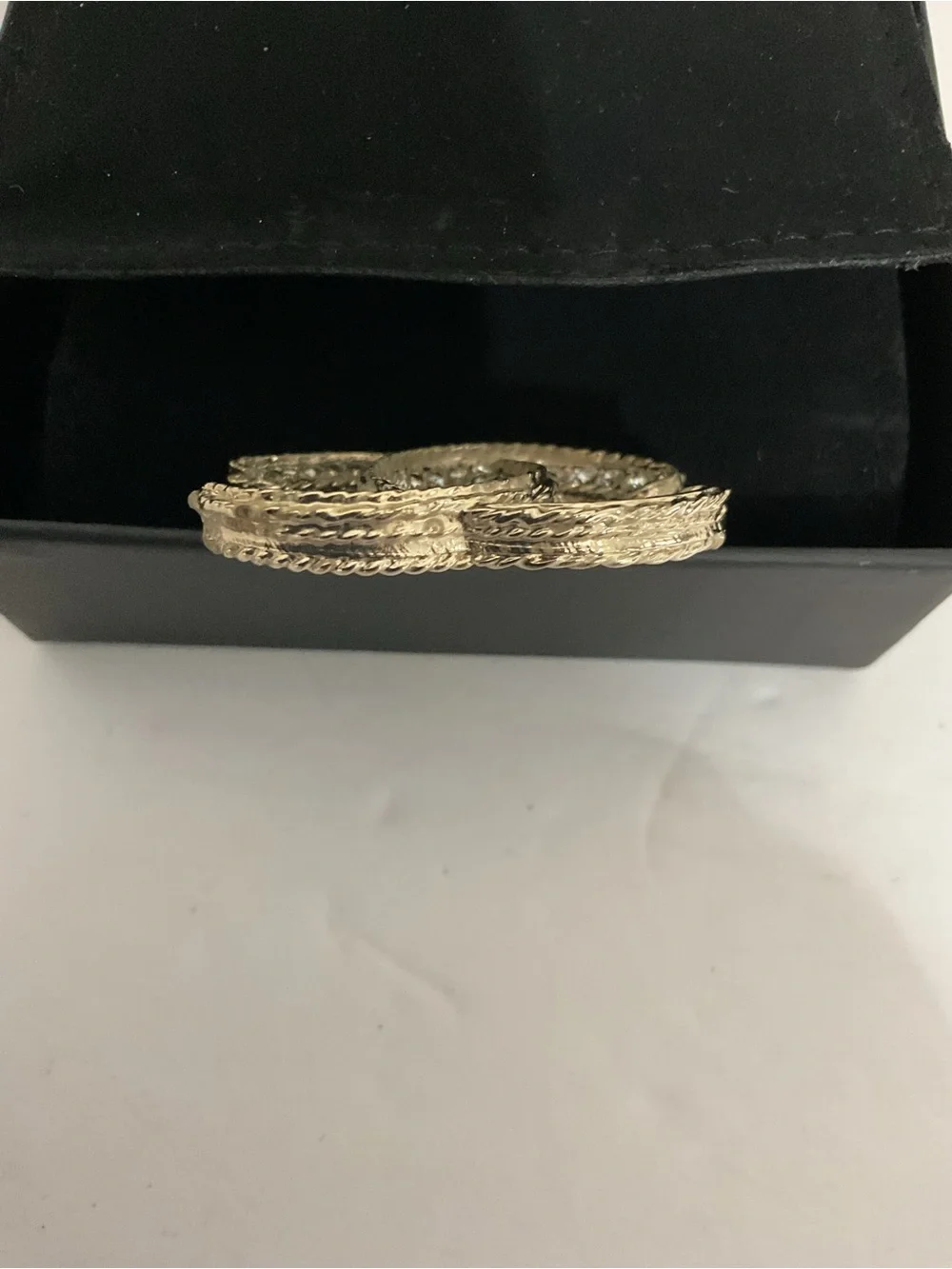 CHANEL Gold Tone Crystal CC Logo Brooch Vintage